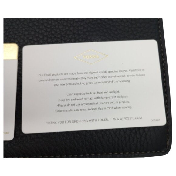 FOSSIL Pouch Purse RFID Black Leather Clutch Bag Hand Held Wallet Zip Pouch - Picture 14 of 16